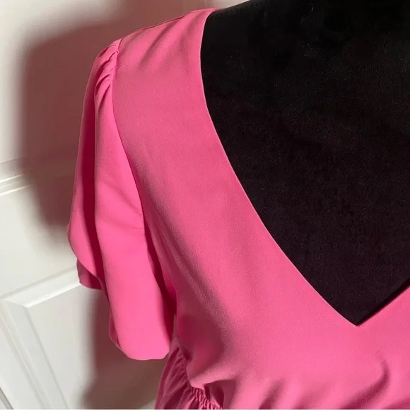 Lilly Pulitzer Martha Pink Stretch Ruffle Midi Short Sleeve Dress EUC Size 10 - Picture 7 of 11